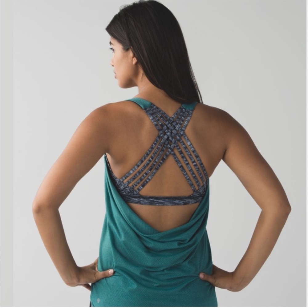 Lululemon Wild Tank Heathered Forage Teal/Dramatic Static White Black size 8